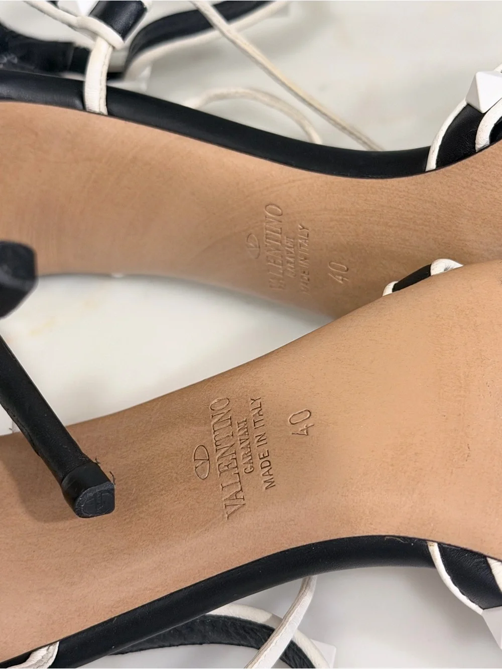 Valentino Rockstud Accents Leather T-Strap Sandals